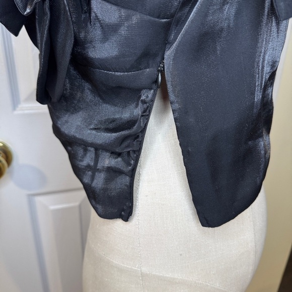 MNG by Mango Black One Shoulder Ruffle Top NWT Size L - Picture 4 of 10